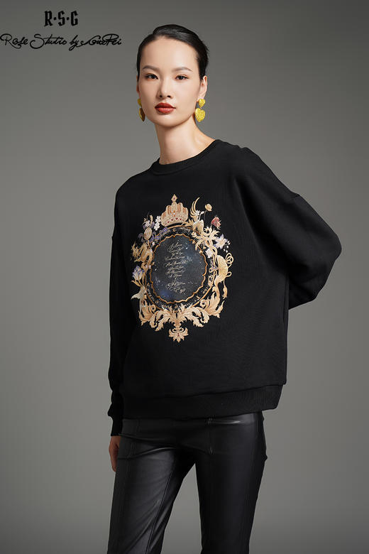 RSG郭培线上成衣品牌高光十刻女装钻印花设计感轻奢卫衣 商品图5