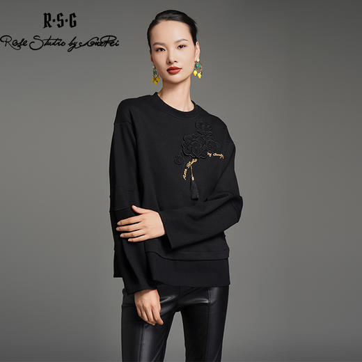 RSG郭培成衣品牌浮雕质感芙蓉花装饰设计感新中式卫衣 商品图4