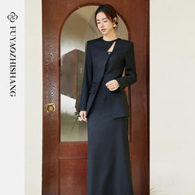 FUYAO扶摇 新中式斜门襟西装外套女2025春季新款国风镂空改良西服