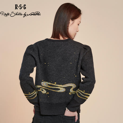 RSG郭培成衣品牌纯羊毛中式云纹花朵针织上衣外套女装 商品图2