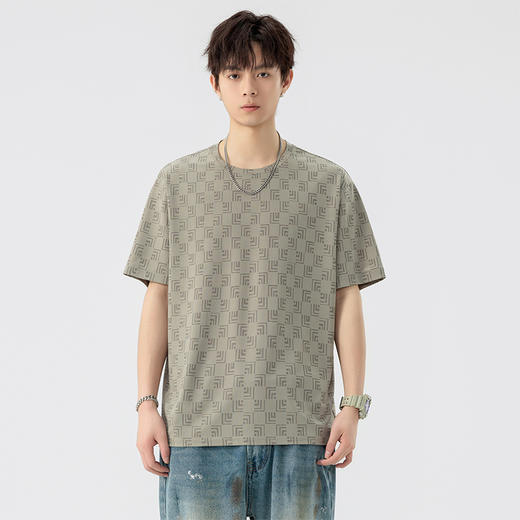 【DSL】大依优型大码圆领短袖T恤夏季加肥加大肥佬休闲宽松透气弹力男装上衣潮款 商品图6