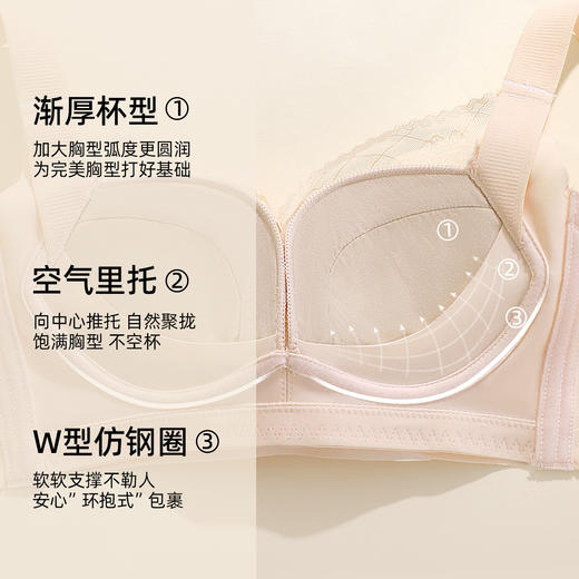 熳洁儿 小胸聚拢文胸反重力双重提拉蕾丝莫代尔滑滑杯收副乳25251501 商品图3