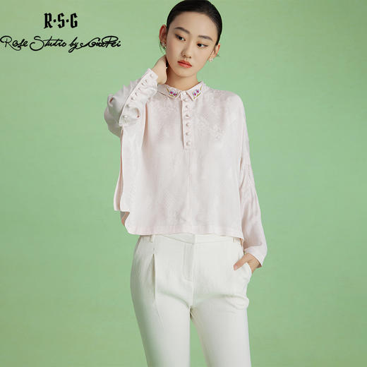 郭培成衣品牌【“药”爱自己】中式藏红花刺绣流苏吊坠衬衫 商品图0