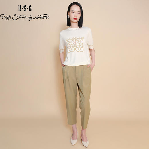 RSG郭培成衣品牌夏新款宽松廓形百搭双兜休闲直筒通勤九分裤 商品图3