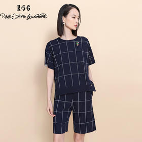 RSG郭培成衣品牌2023春夏仙人掌胸针装饰休闲薄针织格纹套装