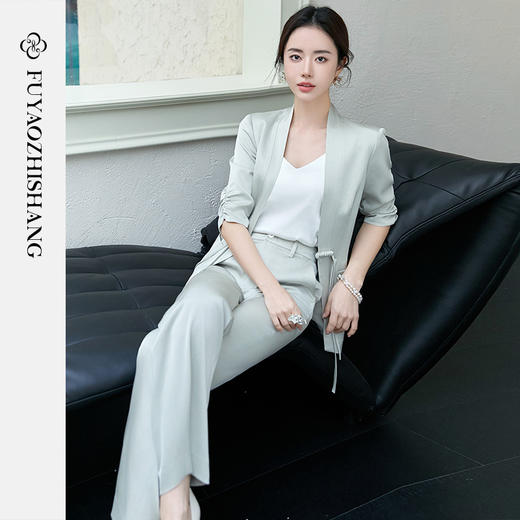 FUYAO扶摇 新中式盘扣西装两件套女2025春夏新款时尚套装国风女装 商品图2