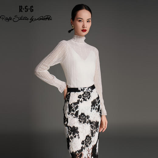 RSG2023郭培成衣品牌原创早秋浪漫荷叶边修身针织衫 商品图0