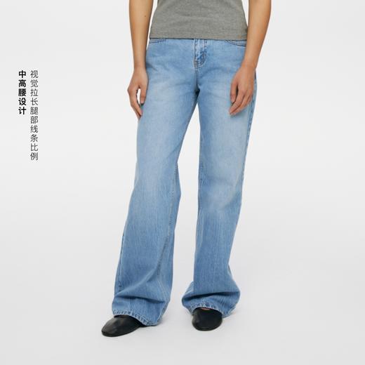 oneup冰蓝宽松直筒牛仔裤 商品图1