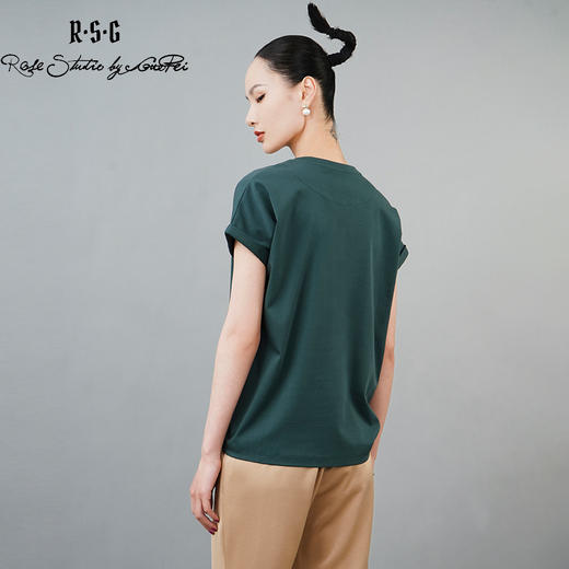 RSG郭培成衣品牌巴洛克宫廷风奢华钻饰连肩袖纯棉T恤 商品图3