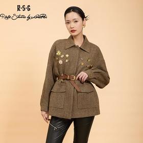 郭培成衣品牌精品系列千金风钉花羊毛外套