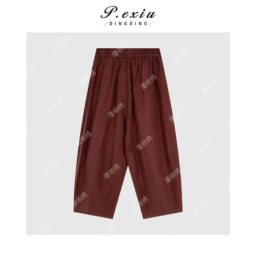 03-5潘依绣丁丁宠粉PanYiXiu/潘依绣100%亚麻复古小众设计抽绳阔腿休闲裤 W-62798 商品图1
