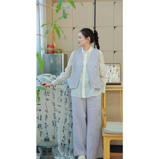 【2026东衣作】高腰阔腿裤（25709170淡绿紫烟-设计师） 商品图3