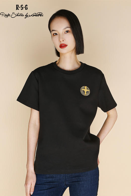 RSG郭培成衣品牌高光十刻金标刺绣中长款夏季新款女装T恤 商品图5