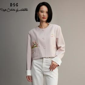 郭培成衣品牌【“药”爱自己】合欢花刺绣小香风撞色外套