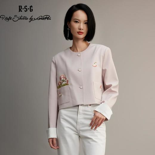 郭培成衣品牌【“药”爱自己】合欢花刺绣小香风撞色外套 商品图0