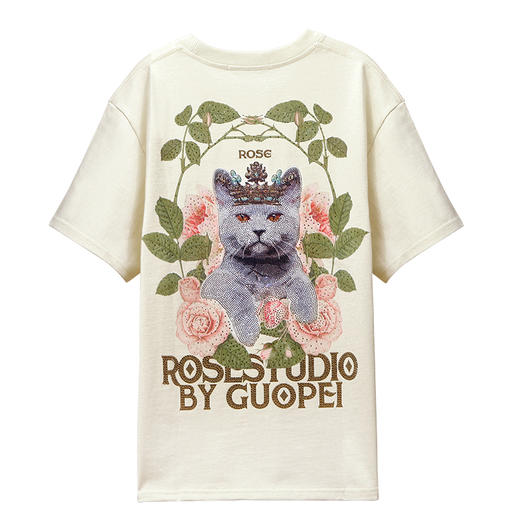 RSG郭培成衣品牌原创设计水钻镶饰王冠猫咪印花夏季新款女装 商品图4