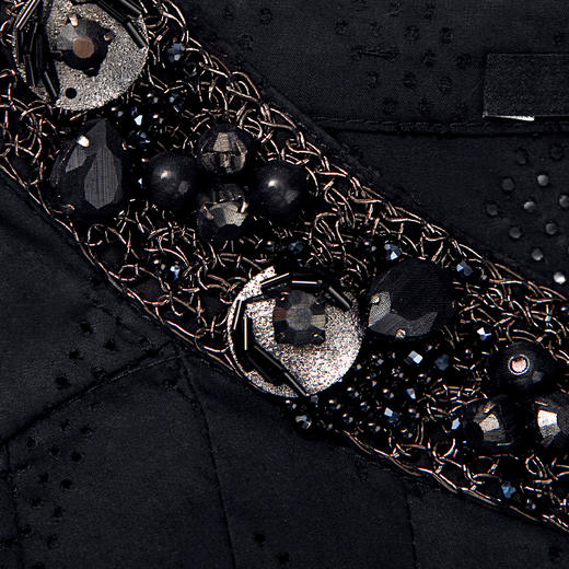 RSG郭培成衣品牌原创设计领口钉珠装饰泡泡袖纯棉百褶连衣裙 商品图2