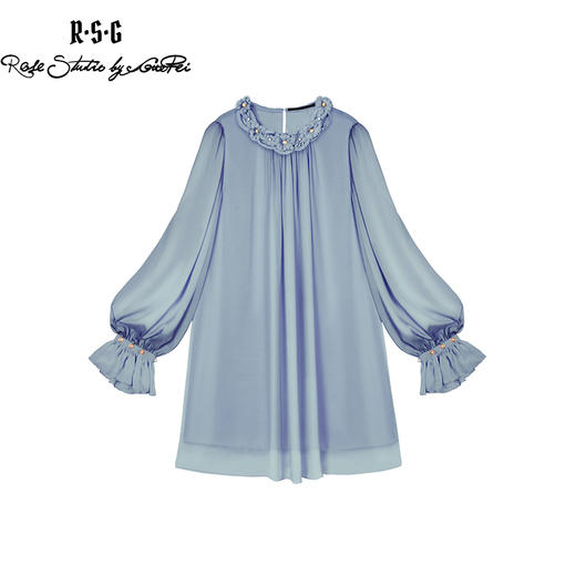 RSG郭培成衣品牌原创设计珍珠领口花朵连衣裙南法假日 商品图0