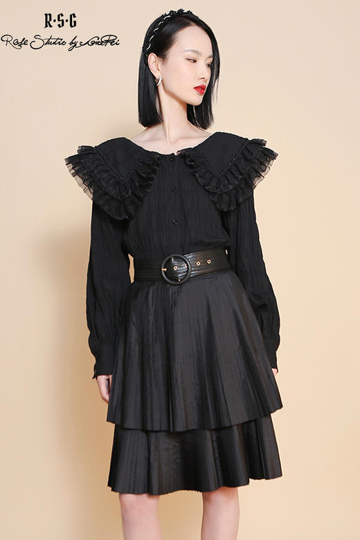 RSG郭培成衣品牌蕾丝领口钉珠装饰设计感纯棉衬衣女装 商品图5