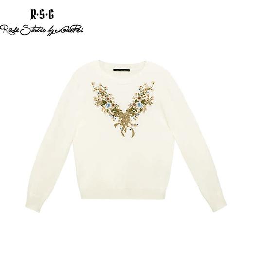 RSG郭培成衣品牌纯羊毛蝴蝶花朵刺绣点钻针织衫上衣女装 商品图4