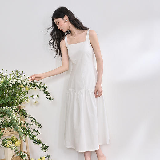 简约设计感方领背心裙女夏季拼接不规则伞裙摆连衣裙V1050586 商品图2