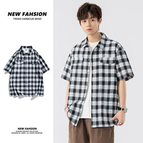 【DSL】大依优型大码翻领短袖衬衫夏季加肥加大肥佬休闲宽松透气弹力男装上衣潮款