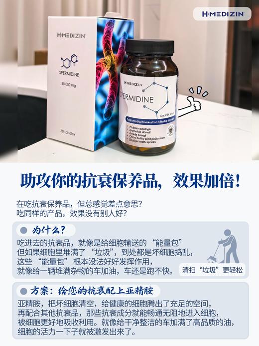 捷克H-Medizin亚精胺胶囊高纯度高含量60粒 减少掉发、K氧化衰老、补充jing力～ 商品图11