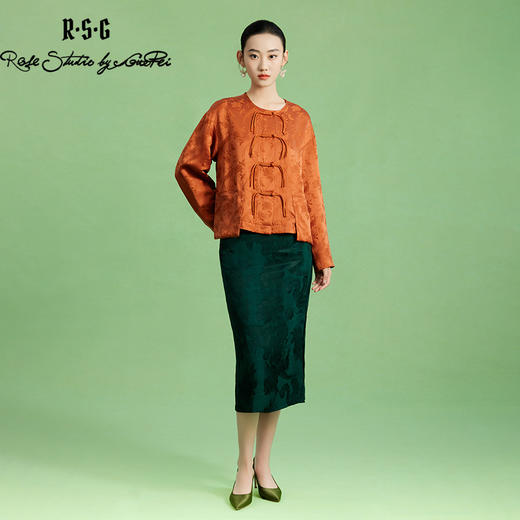 郭培成衣品牌精品系列新中式国风提花盘扣长袖上衣 商品图4