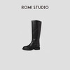 ROMI STUDIO“old money” 头层牛皮斜口不过膝粗跟长筒靴 23AWS019 商品缩略图1