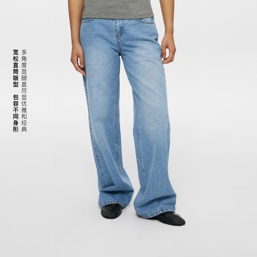 oneup冰蓝宽松直筒牛仔裤 商品图0
