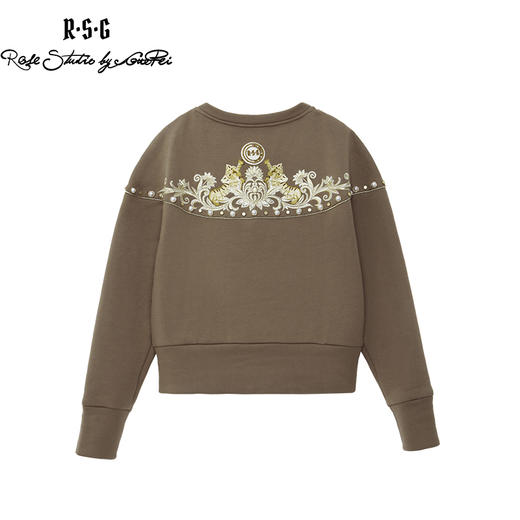 RSG郭培成衣品牌原创设计珍珠幼虎刺绣纯棉套头长袖卫衣女装 商品图0