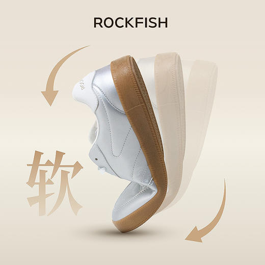 Rockfish 909芭蕾风银色德训鞋早春百搭平底运动休闲板鞋 商品图2