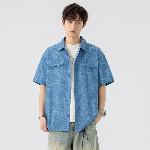 【DSL】大依优型大码翻领短袖衬衫夏季加肥加大肥佬休闲宽松透气弹力男装上衣潮款 商品图5