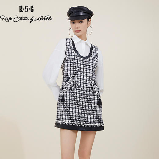 郭培成衣品牌芙蓉花刺绣钉珠装饰针织连衣裙 商品图2