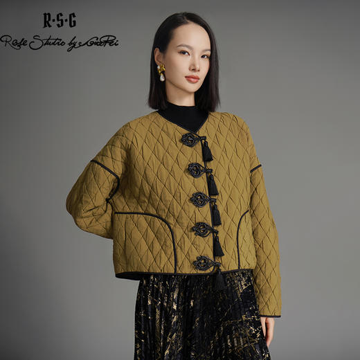 RSG郭培线上成衣国风盘扣流苏绗缝冬季薄棉服新中式美拉德外套 商品图2