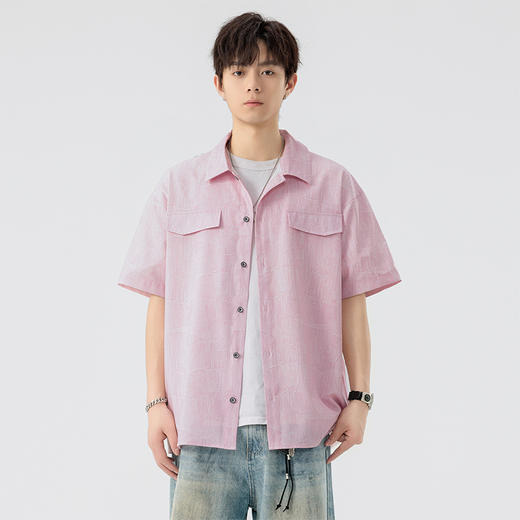 【DSL】大依优型大码翻领短袖衬衫夏季加肥加大肥佬休闲宽松透气弹力男装上衣潮款 商品图2