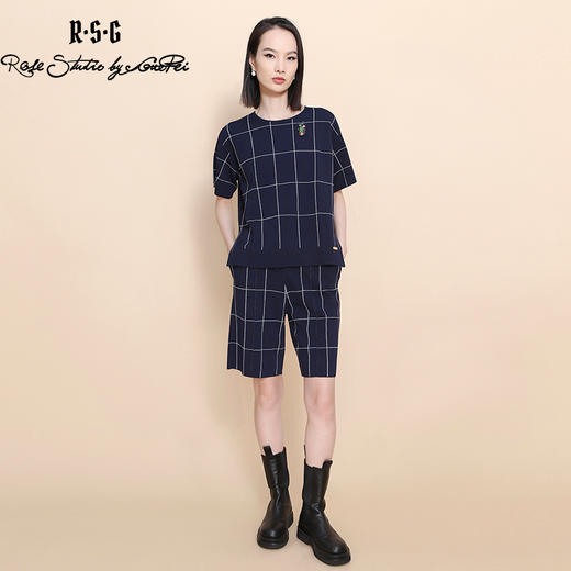 RSG郭培成衣品牌2023春夏仙人掌胸针装饰休闲薄针织格纹套装 商品图1