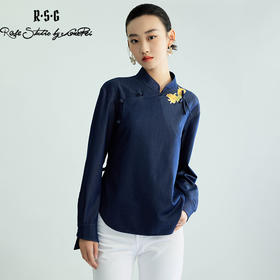 郭培线上成衣【“药”爱自己】佛手花刺绣斜襟中式开衫衬衫