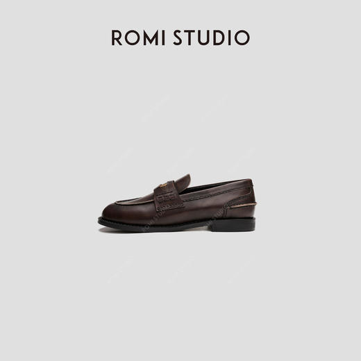 ROMI STUDIO“法式复古”简约金币扣软底一脚蹬乐福鞋皮鞋 23AWS009 商品图1