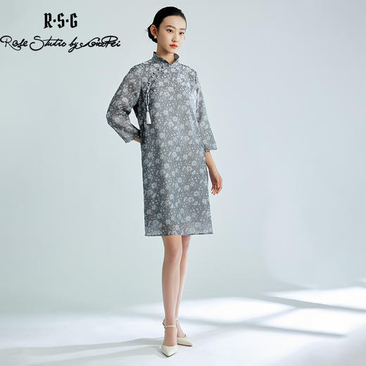 郭培成衣品牌精品系列小雏菊印花国风流苏吊坠连衣裙 商品图2