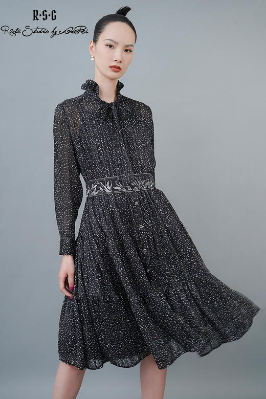 RSG郭培成衣品牌法式碎花连衣裙显瘦减龄长款开衫裙 夏季新品 商品图5