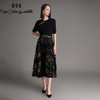 郭培成衣品牌烫金黑色丝绒国风百褶裙 商品缩略图0