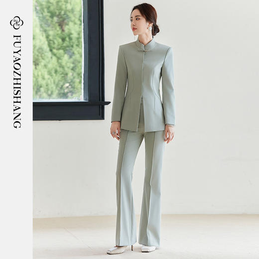 FUYAO扶摇 新中式西服女2025新款国风立领西装外套改良中式套装春 商品图1