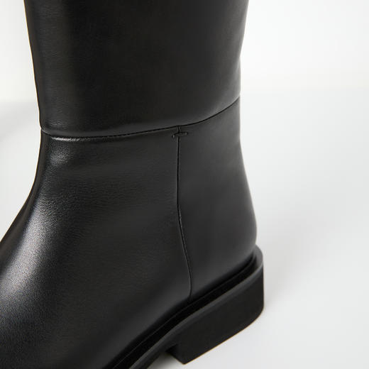 ROMI STUDIO“old money” 头层牛皮斜口不过膝粗跟长筒靴 23AWS019 商品图3