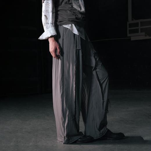 GOODBAI 916 拼接双层破坏毛边抽绳直筒休闲长裤 商品图0