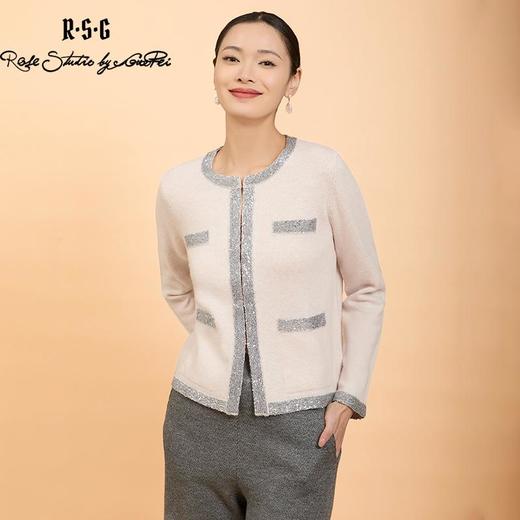 郭培成衣品牌精品系列千金风圆领亮片毛织开衫 商品图3