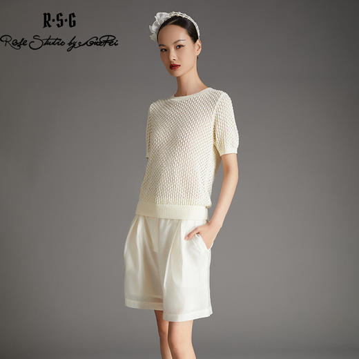 RSG郭培成衣品牌品牌重工钉珠镂空修身短袖针织薄款上衣修身 商品图1