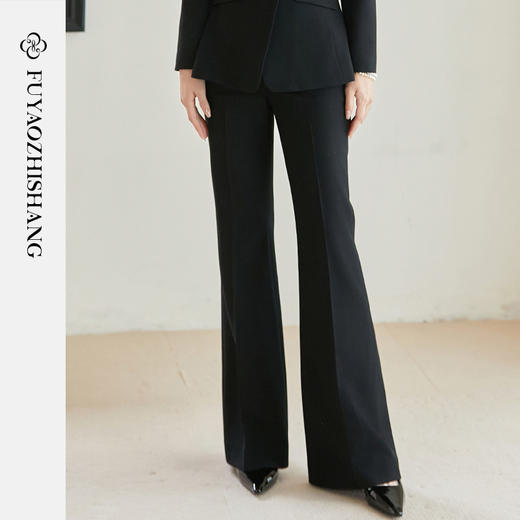 FUYAO扶摇 黑色微喇裤女2025新款职业正装裤垂感高腰显瘦西装裤春 商品图3