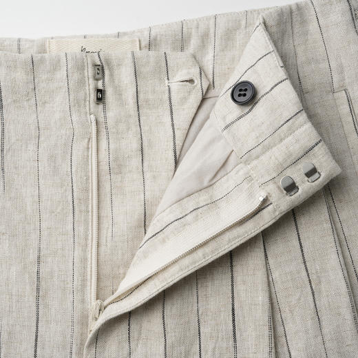 ROMI STUDIO“自我轮廓”100%亚麻条纹肌理感透气直筒西裤421K6007 商品图3