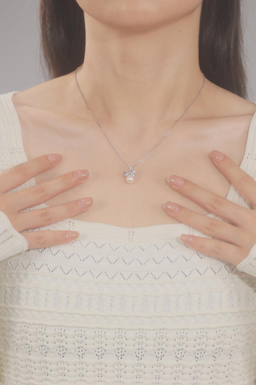 卡蒂罗KADER 在逃公主系列 丝带结项链 甜美蝴蝶结设计法式复古赫本风可调节锁骨链 温柔气质高级感 925银 珍珠 项链 女款 商品图7